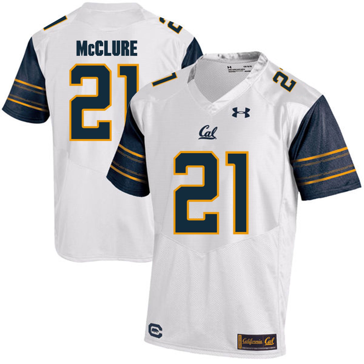 Men California Golden Bears #21 Stefan McClure White Customized NCAA Jerseys->customized ncaa jersey->Custom Jersey